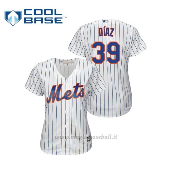 Maglia Baseball Donna New York Mets Edwin Diaz Cool Base Majestic 1ªBlanco